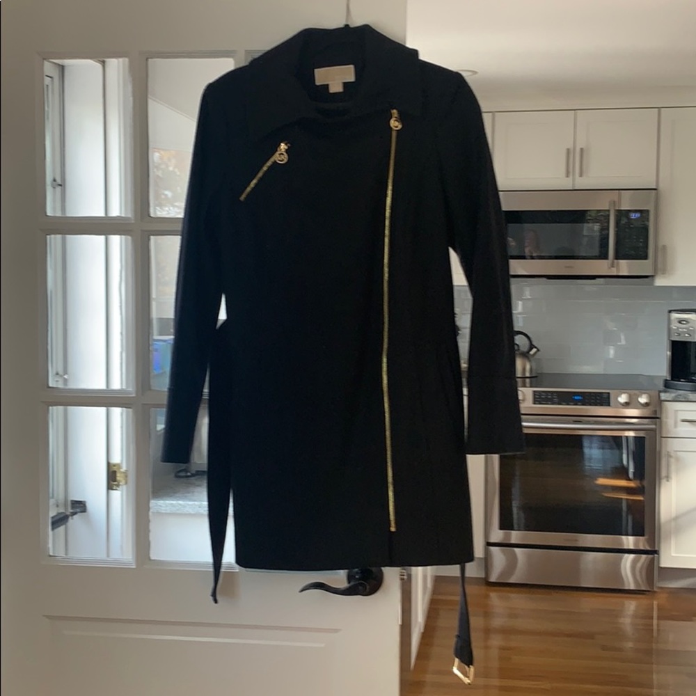 Michael Kors black belted wool coat